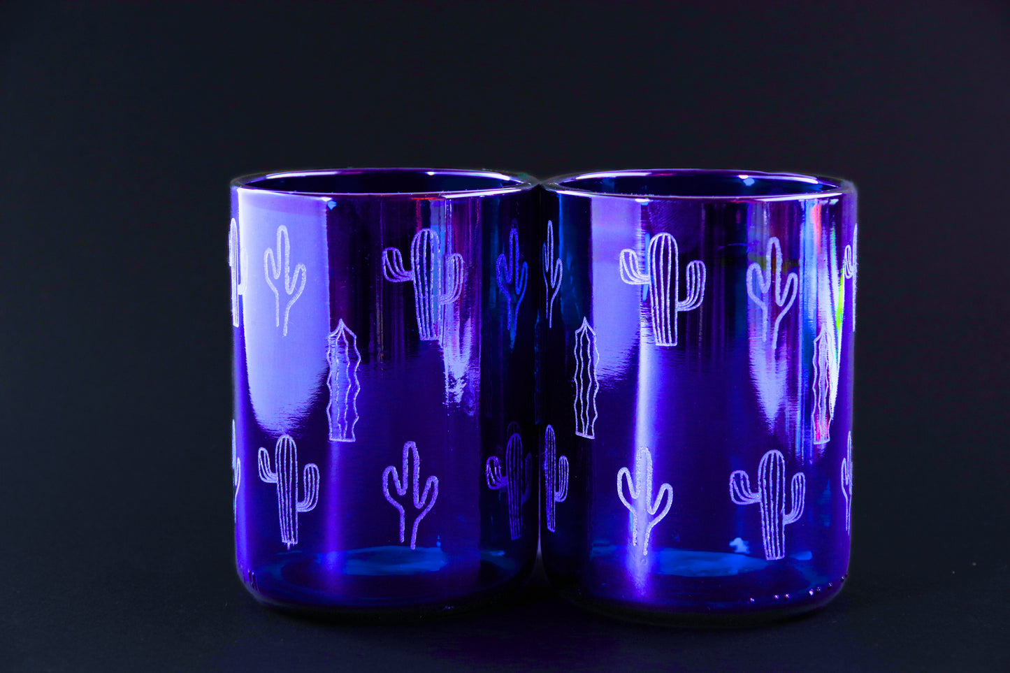 Cactus 360° Wine Bottle Drinking Glasses- Set of 2 (Cobalt Blue 12oz)
