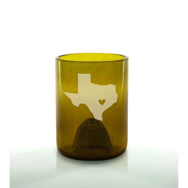 Shape of Texas with Heart 12oz Amber