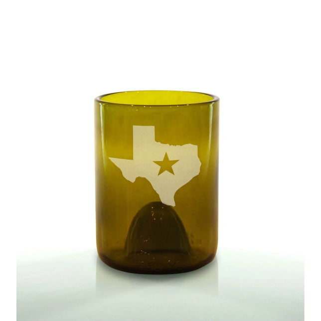 Shape of Texas with Star 12oz Amber