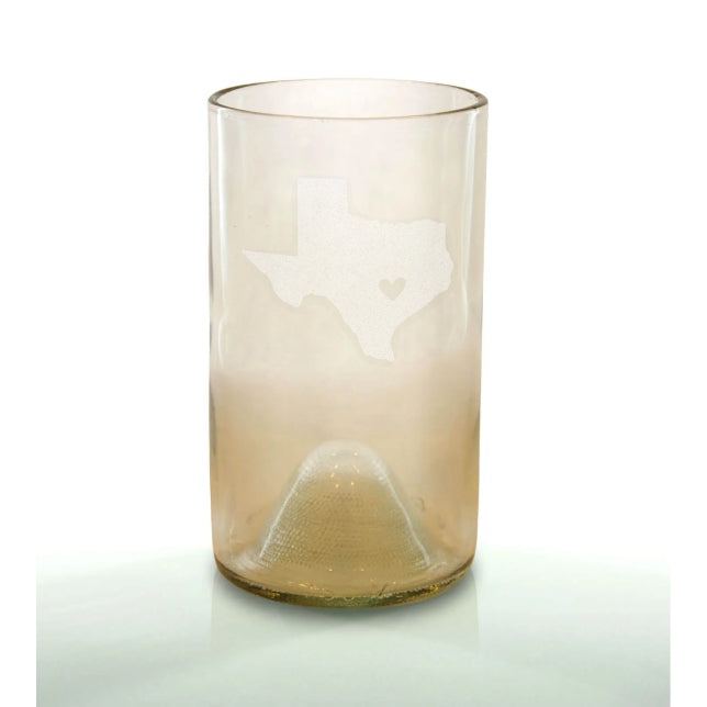 Shape of Texas with Heart 16oz Clear