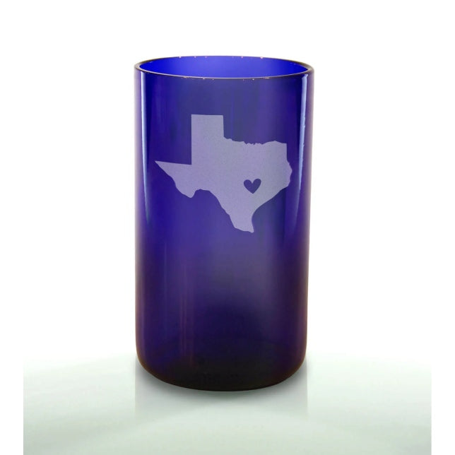 Shape of Texas with Heart 16oz Blue