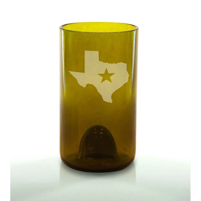 Shape of Texas with Star 16oz Amber