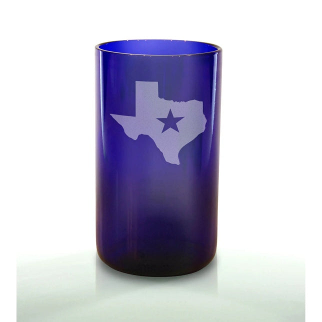 Shape of Texas with Star 16oz Blue