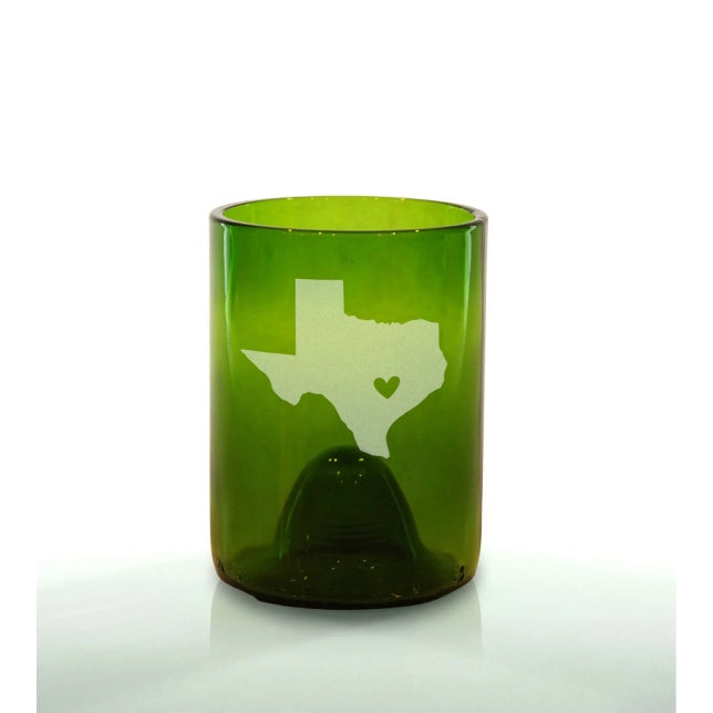 Shape of Texas with Heart 12oz Green