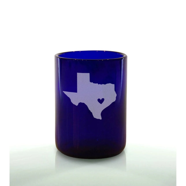 Shape of Texas with Heart 12oz Blue