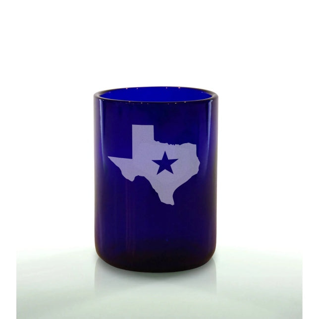 Shape of Texas with Star 12oz Blue